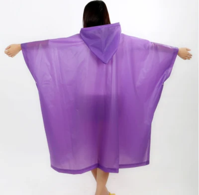 Hooded PEVA Poncho PEVA Reusable Rain Poncho Waterproof PEVA Reusable Rain Poncho