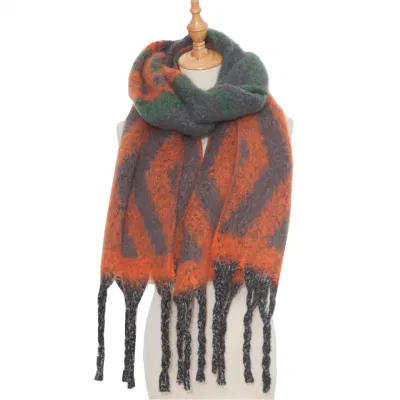 Winter Blanket Women&prime;s Striped Cozy Tartan Wrap Shawl Oversized Warm Scarf