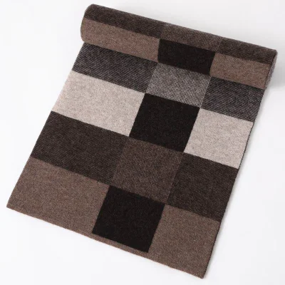 Wholesale Winter Men&prime; S Tartan Wool Scarf with Solid Color