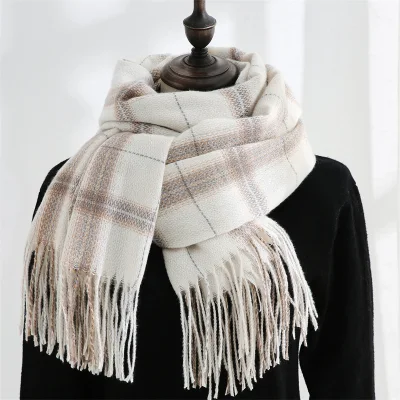 Women&prime;s Long Plaid Blanket Chunky Oversize Winter Warm Wool Scarf