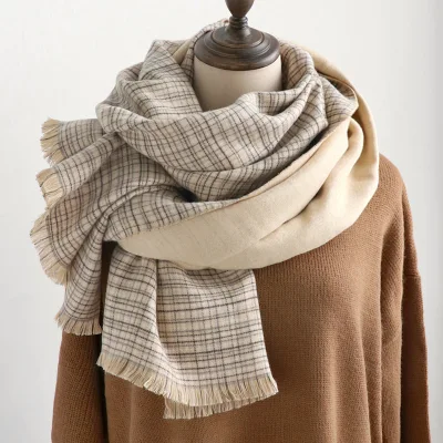 Lady Acrylic Fashion Poly Wool Cashmere Scarves Winter Soft Smooth Handfeel Women Shawl Double Sides Scarf for Ladies
