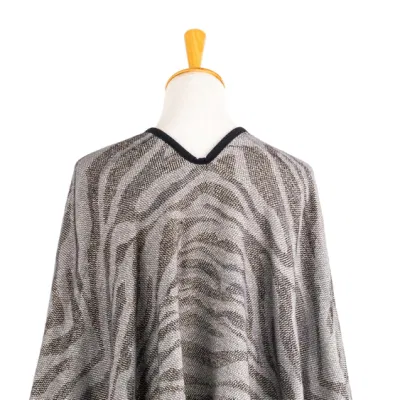 Lady Fashion Outfit Fall Winter Charcoal Gray Two-Sides Reversible Woven Plus Batwing Classic Block Binding Cozy Wraps Contrast Thick Stola Coat Cloak Poncho