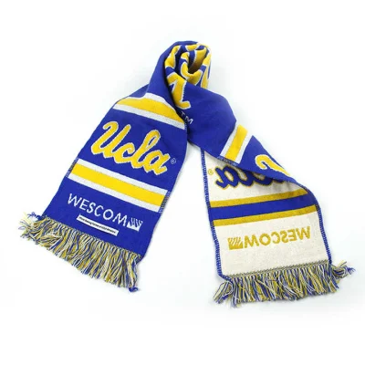 Fashion Knitted Scarves High Quality Cheap Custom Logo Fan Knitted Sports Soccer Club Football Fans Scarf Winter Warm Stretch Soft Knitted Acrylic Scarf