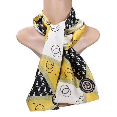 2022 Factory Direct Printing Twill Silk Hair Scarf for Bag Tied Handle Bag Scarfs Narrow Long Silk Scarf