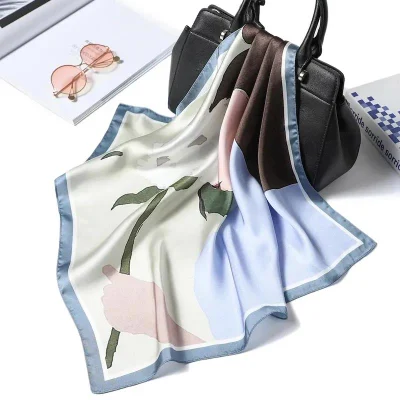 Custom Women Square Satin Silk Scarf 55*55cm Neck Hair Custom Silk Scarves