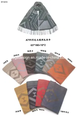 New Arrival Jacquard Feminine Stripe Floral Long Cashmere Winter Shawl Wrap
