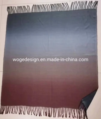 Winter Pashmina Wraps Hand Painting Two-Tone Colors Open Front Poncho Cape for Women Evening Dresses