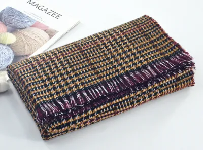 Women Fashion Houndstooth Scarves Girls Winter Tartan Plaid Design