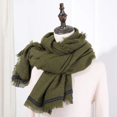 New Fall and Winter Warm Colorful Scarf Mohair Imitation Cashmere Tassel Plaid Female