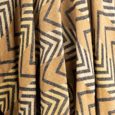 Apparel Women Camel Winter Jacquard Knitted Reversible Oversized Geometric Striped Lined Sweater Bohemian Cardigan Tartan Blanket Zigzag Cape Pallium Poncho
