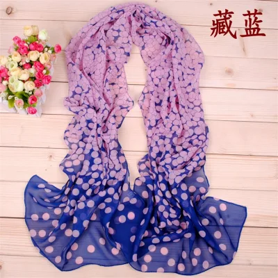 Fashion Dots Floral Digital Printing Chiffon Long Scarf