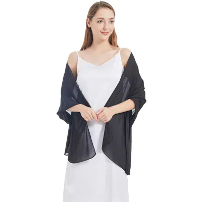Trendy Ladies Black Chiffon Shawls and Wraps for Evening Party
