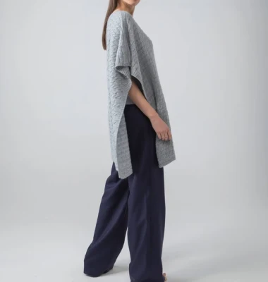 100% Cashmere Cable Knitted Fashion Ladies Poncho Cape
