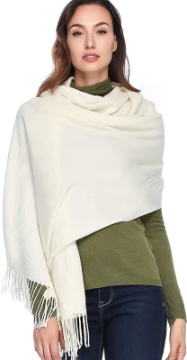 White Shawl Wool Wraps Soft Extra Large Thick Scarf