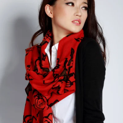 100% Mercerized Wool Flocking Scarf