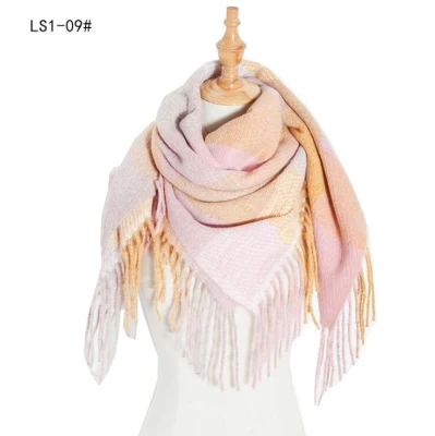 Plaid Blanket Scarf Women Big Square Long Scarves Warm Tartan Checked Shaw