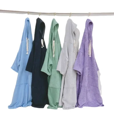 Quick Drying Microfiber Hooded Beach Towel Surf Changing Robe Waterproof Changing Poncho