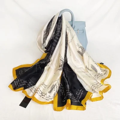 Oversized Spring Fashion Silk Feeling Like Satin Scarf for Lady