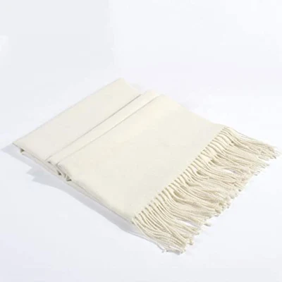 White Shawl Wool Wraps Soft Extra Large Thick Scarf