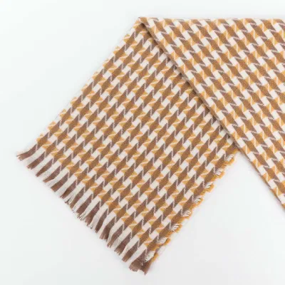 Wholesaler Outerwear Apparel Accessory Woman Winter Warm Camel Cashmere Feel Woven Tassel Grid Checks Stoles Shawl Pashmina Character Blanket Scarf