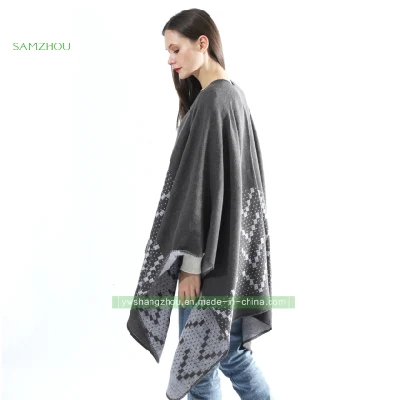 Fashion Euramerican Jacquard Cape Split Scarf Lady Cashmere Shawl Winter