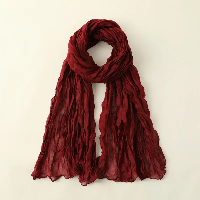 Solid Neck Wrapping Fashion Soft Silk Feeling Hair Long Scarf for Women