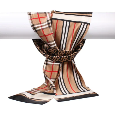 Factory Wholesale Thin Polyester Scarf Ladies Tie Womens Spring Long Satin Scarf