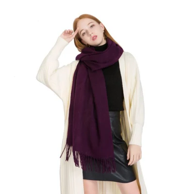 New Women Soft Long Wool Scarf Pashmina Shawls Winter Pure Color Scarf