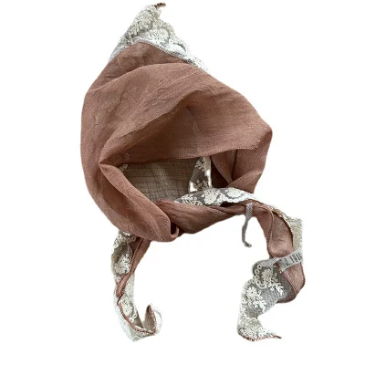 Lace Women&prime;s Cotton Scarves Lady Light Soft Fashion Solid Wrap Shawl