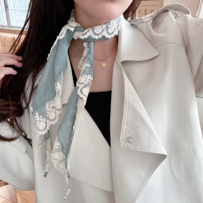 Lace Women&prime;s Cotton Scarves Lady Light Soft Fashion Solid Wrap Shawl