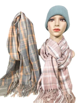 OEM Custom Made Woman Acrylic Cashmere Tartan Checks Stole Shawl Scarf