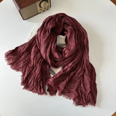 Soft Scarf for Women Solid Twist Cottton Lightweight Shawl Wrap