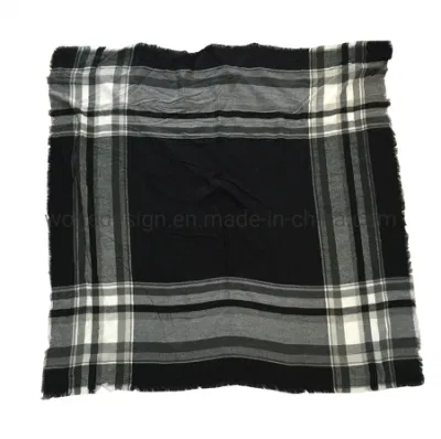 Fashion New Square 140*140cm Commendable Stole Scarf Women Soft Acrylic Black White Winter Plaid Checked Shawl for Lady