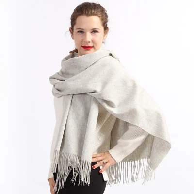 Wholesale Classic Plain Pure Wool Shawl Winter Luxury Pashmina Wrap for Woman