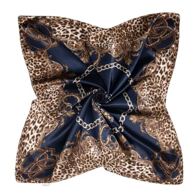Satin Edge Printed Head Silk Women Square Hijab 2020 Vintage Scarf