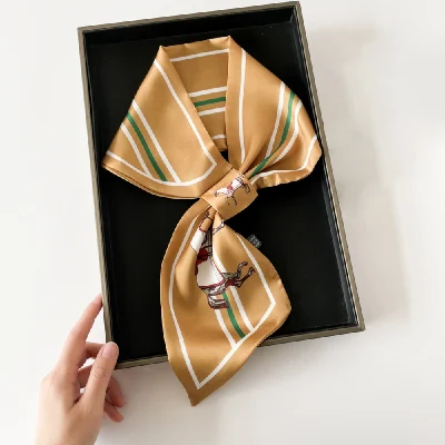 Soft Leaf Printed Spring Colorful Long Lady Silk Scarf