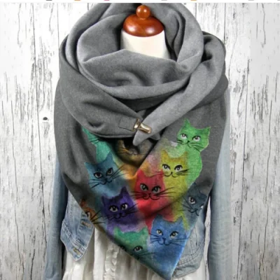 Women Winter Scarfs Fashion Printing Button Soft Wrap Casual Warm Scarves Shawls Wyz19972