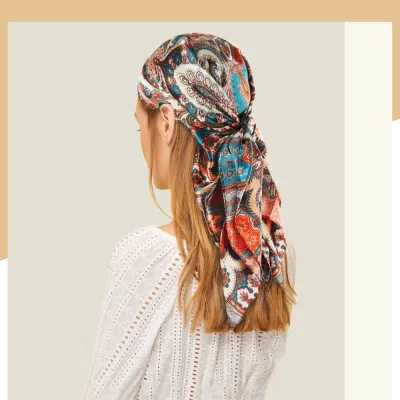 Women Pretty Bohemia 35&prime; &prime; Inches Silk Feeling Hair Wrap Scarf