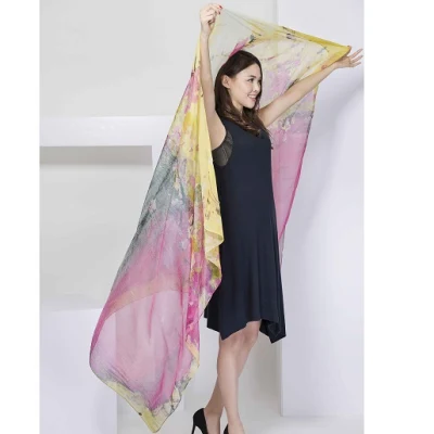 Ladies Fashion 100% Mulberry Silk Custom Digital Printing Scarf