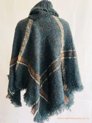 Ladies Fashion Winter Ruana Plaid Shawl Over Sized Checked Poncho/Ruana/Warp/Cape