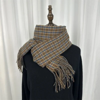 Long Cashmere Wool Warm Custom Winter Men Women Shawl Checked Scarves