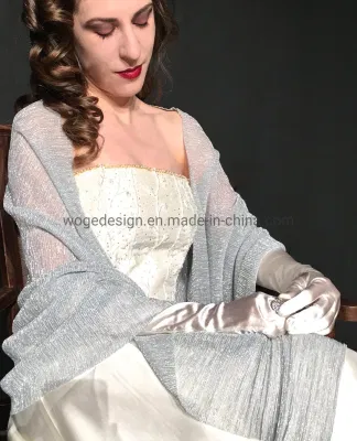 Yiwu Factory Wholesale Women Absolutely Gorgeous Shimmer Bridesmaid Evening Dress Bridal Polyester Wrap Scarf Wedding Shawl