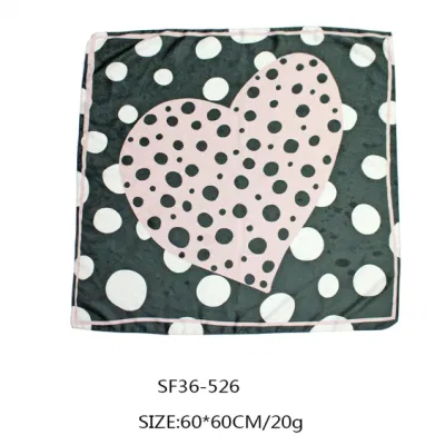 Lightweight Dots Heart Print Scarves Neckchief Hairband OEM Customized Expert 2022 Spring Summer Green