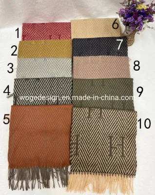 New Arrival Designer Soft Warm Woman Jacquard Floral Cashmere Feeling Winter Wrap