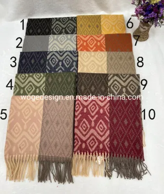 New Arrival Designer Soft Warm Woman Jacquard Floral Cashmere Feeling Winter Wrap
