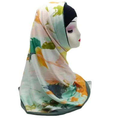 Malaysia Women Muslim Turban Long Size Shawl Digital Printed Floral Hijab Scarf