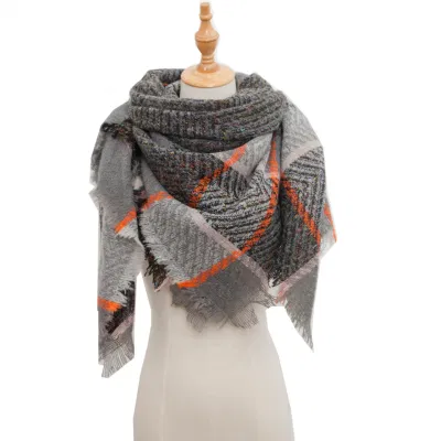 Simple Shawl Cotton Blanket Big Oversized Plaid Long Scarves for Women