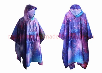 2022 Best Selling Color Waterproof Adult Starry Color Poncho