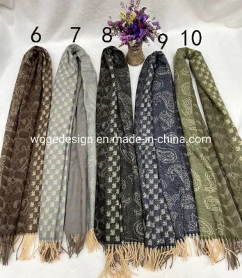 New Arrival Designer Soft Warm Woman Jacquard Floral Cashmere Feeling Winter Wrap