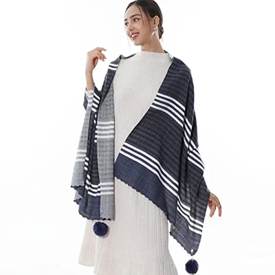Pashmina Shawls Wraps for Evening Dresses Winter Warm Scarves with POM Poms